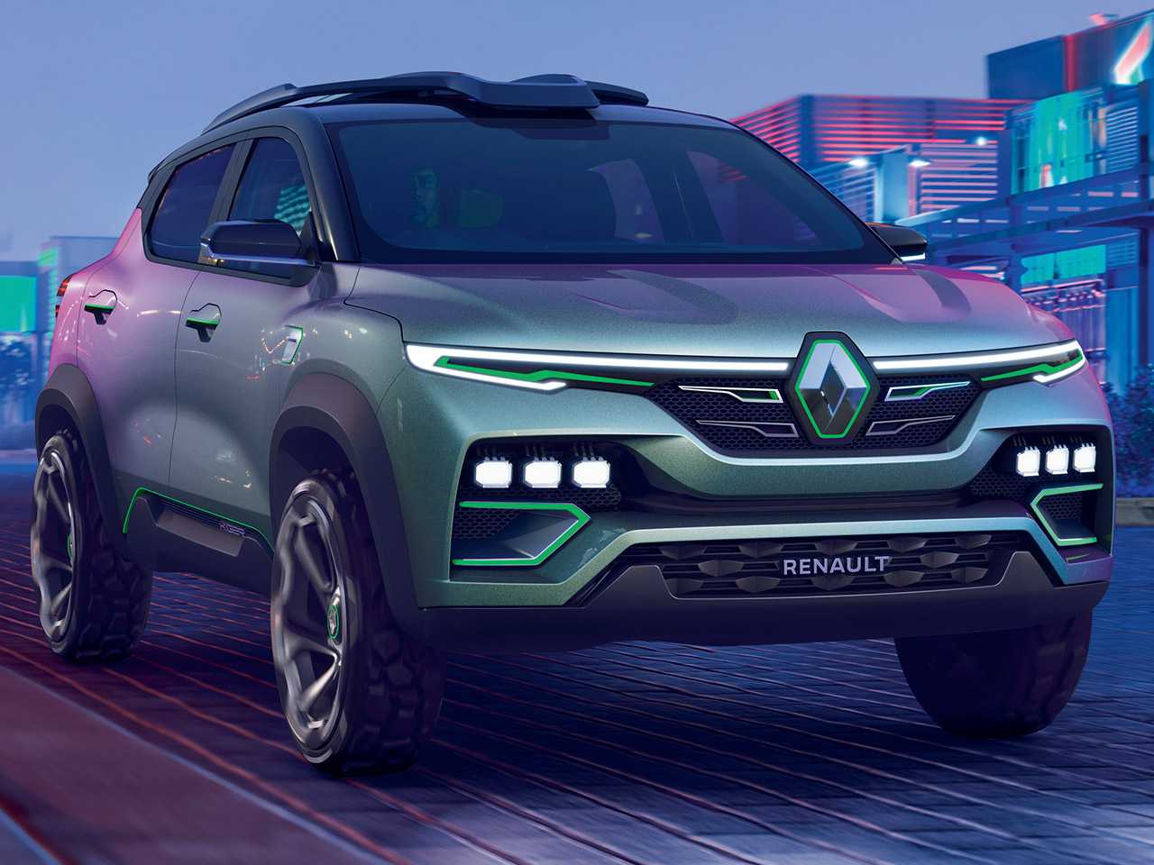 Acima o Renault Kiger revelado ainda na forma de conceito