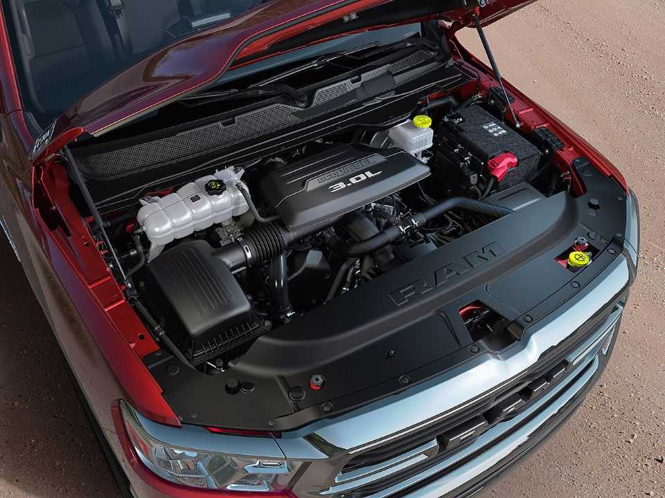 Detalhe do motor 3.0 turbodiesel presente na RAM 1500