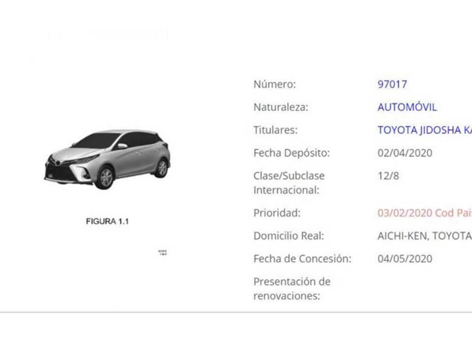 Detalhe do facelift para o Yaris local registrado na Argentina