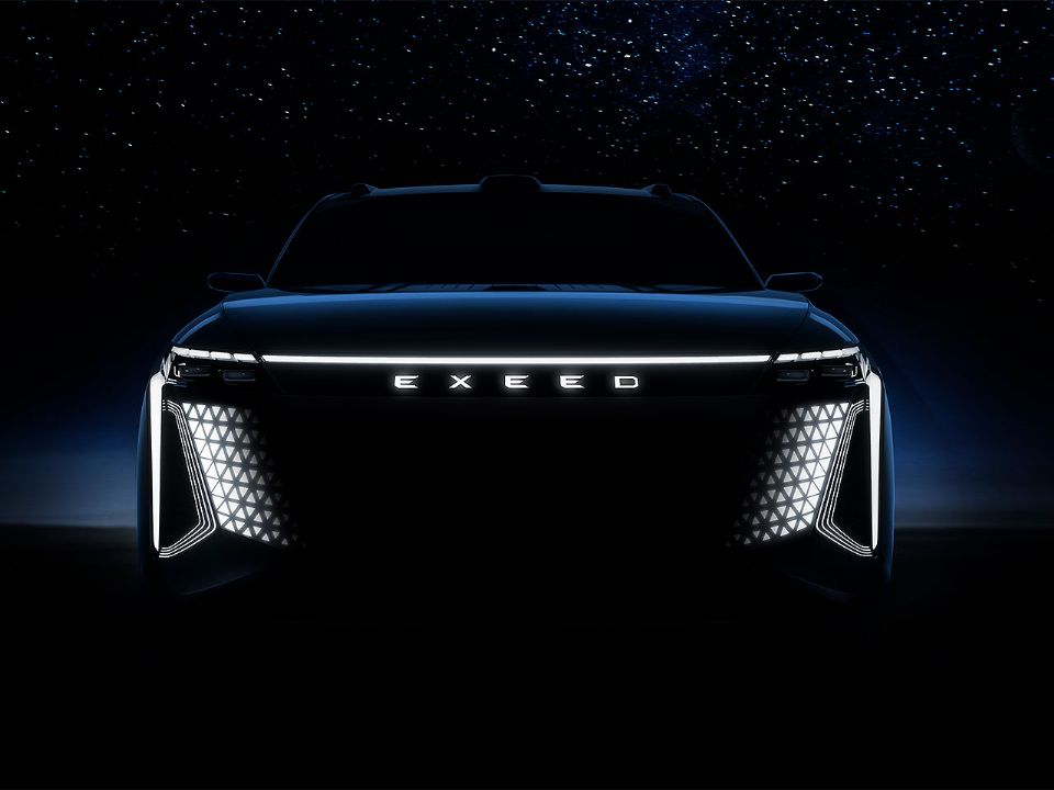 Imagem oficial do futuro SUV topo de linha da Exeed, que está confirmado para o Brasil