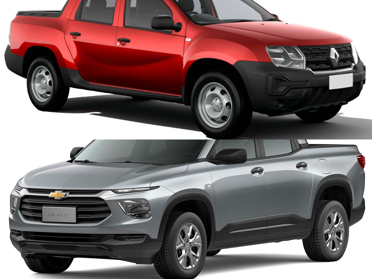 Renault Oroch e Chevrolet Montana em suas verses de entrada com cmbio manual