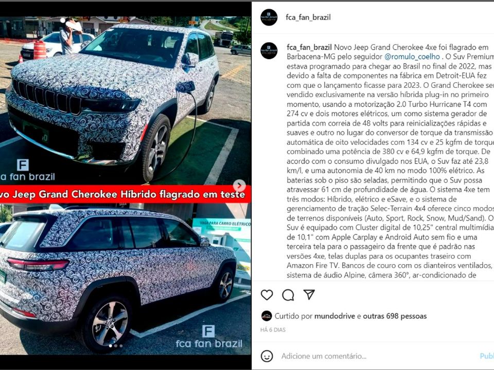 Flagra do Grand Cherokee 4xe em testes no Brasil