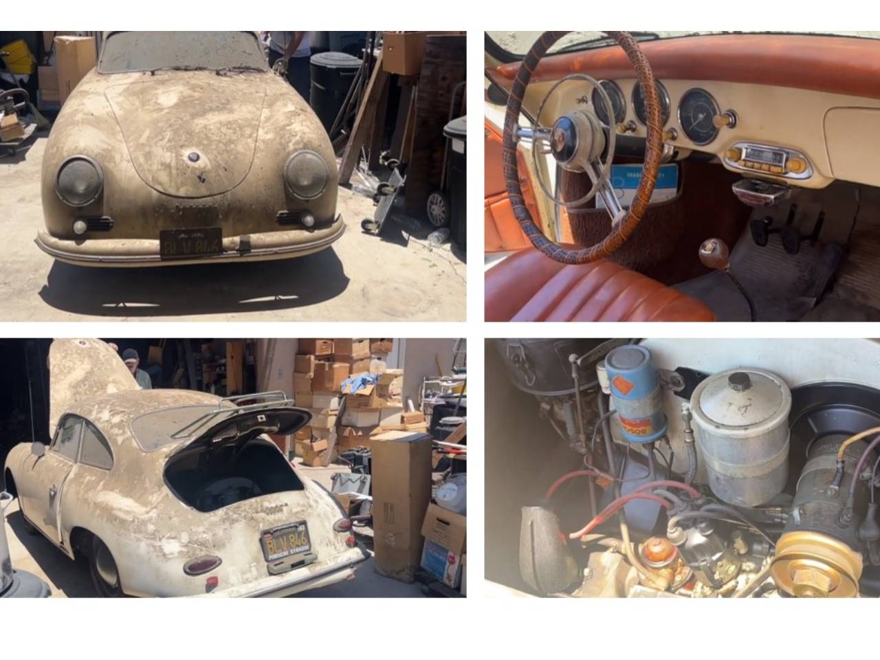 Porsche 356A 1600S de 1959 ficou 38 anos sem sair ?luz do dia, parado em uma garagem na Califrnia (EUA)