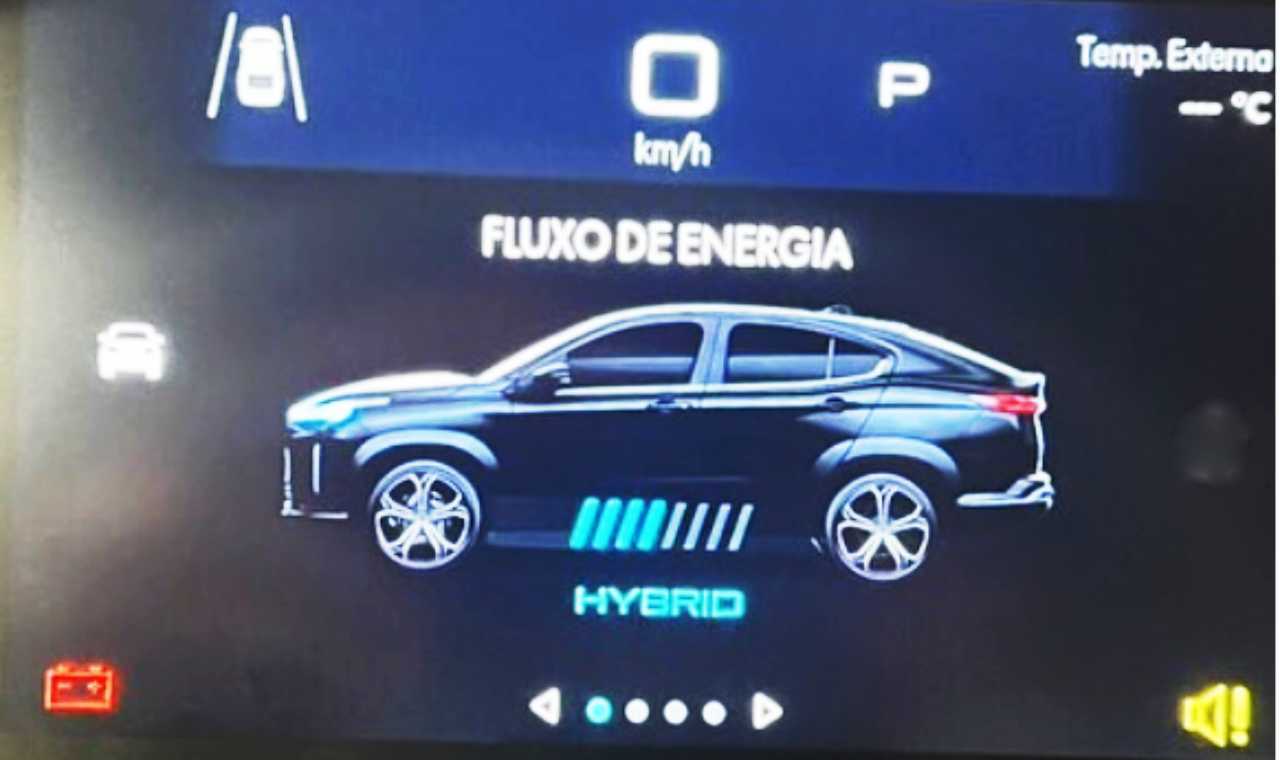 Imagem  do cluster do Fiat Fastback hbrido vaza antes do lanamento